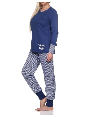 NORMANN Schlafanzug Bündchen Kuschel interlock - 81880 in marine