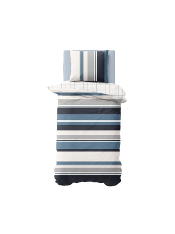 NAUTICA HOME Bettwäsche-Set WESTPORT (2 tlg), 100% Baumwolle, 155x220 cm in Blau/Creme