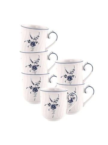 Villeroy & Boch 6er Set Kaffeebecher Vieux Luxembourg 290 ml in weiß-blau