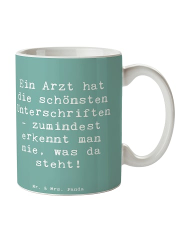 Mr. & Mrs. Panda Kaffeebecher Spruch Arzt Unterschrift mit Spruch in Meeresbrise