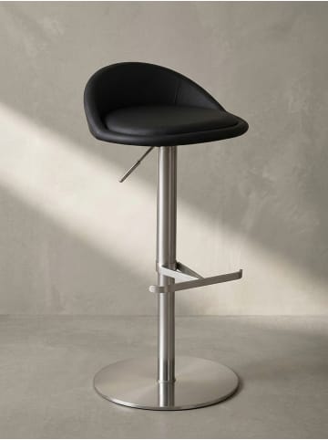 KADIMA DESIGN Barhocker DONAU | Höhenverstellbar, Edelstahl, Rückenlehne, 110kg in Schwarz