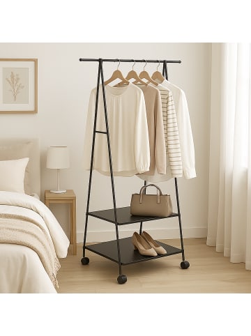relaxdays Kleiderständer in Schwarz - (B)55 x (H)160 x (T)42 cm