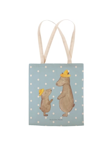 Mr. & Mrs. Panda shopping bag Bären mit Hut ohne Spruch in Blau Pastell