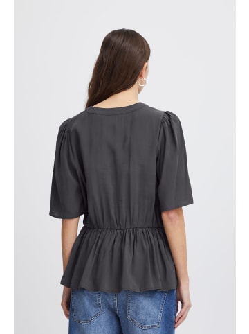 ICHI Kurzarmbluse IHCINOMA SS 20120726 sommerliche Bluse mit Volants in Grau
