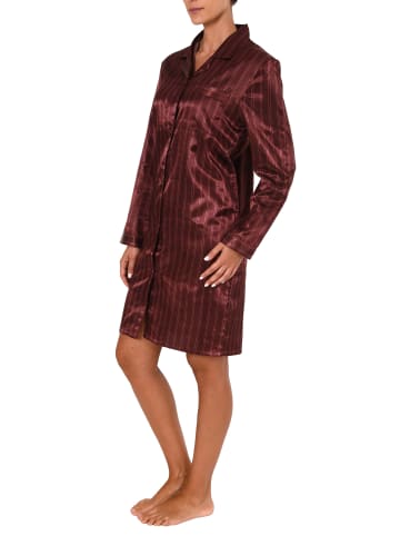 NORMANN Satin Nachthemd langen Ärmeln zum durchknöpfen - 41490 in anthrazit