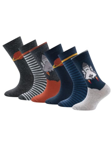 ewers 6er-Set Socken Rakete in grau meliert-tinte