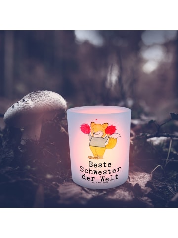 Mr. & Mrs. Panda Glas Teelichthalter Fuchs Beste Schwester der W... in Transparent