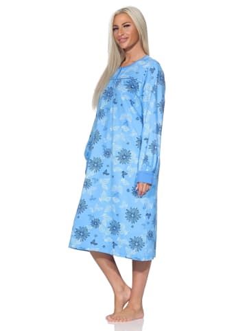 NORMANN Nachthemd langarm Kuschel interlock in blau