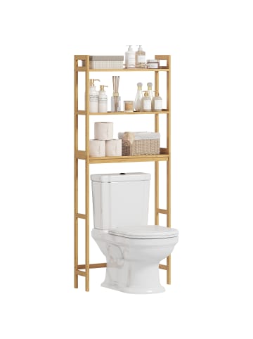 Kleankin Toilettenregal-68L x 20B x 165H cm-Naturholz