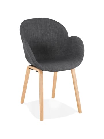 KADIMA DESIGN Stuhl mit Armlehnen Stoffpolster & Holz, Skandinavisch Modern in Anthrazit-Beige