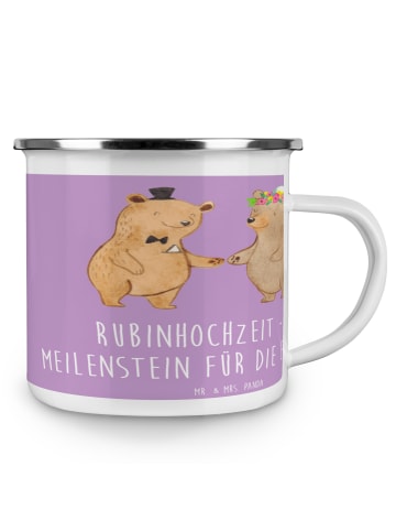 Mr. & Mrs. Panda Camping Emaille Tasse 40. Hochzeitstag Rubinhoc... in Lavendeltraum