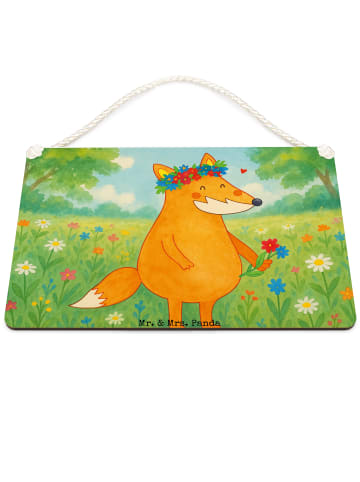 Mr. & Mrs. Panda Schild Fuchs Blumen Design ohne Spruch in Weiß