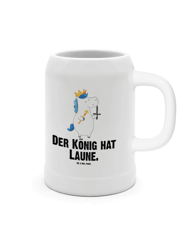 Mr. & Mrs. Panda Bierkrug Einhorn König mit Schwert mit Spruch in Weiß