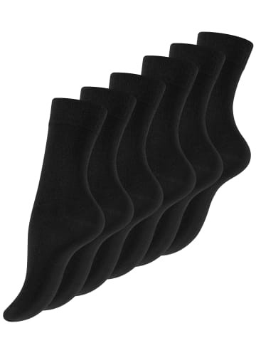 Cotton Prime® Gesundheitssocken 6 Paar, ohne Gummibund in schwarz