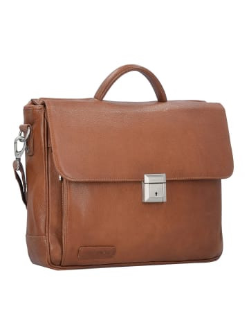 Plevier 400er Serie Aktentasche Leder 40 cm Laptopfach cognac