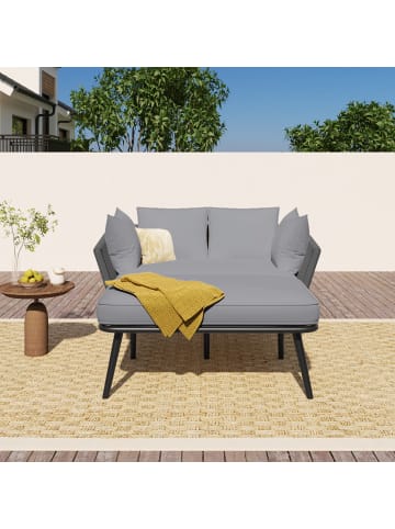 ABRIHOME Gartensofa in Grau mit 2 Kissen und Polstern Abnehmbar Waschbar