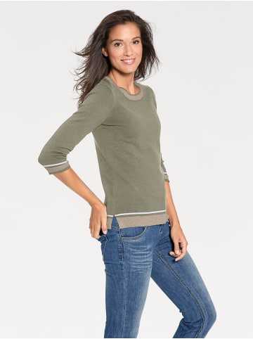 Heine Rundhals-Pullover in oliv