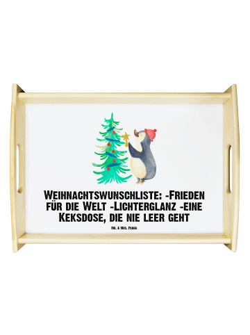 Mr. & Mrs. Panda Tablett Pinguin Weihnachtsbaum mit Spruch in Weiß