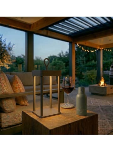 Coen Bakker LED Tischlampe dimmbar Innen & Außen 24,5x12cm Säulen in Taupe