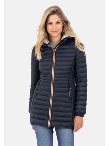 Camel Active Lange Steppjacke mit abnehmbarer Kapuze in Navy