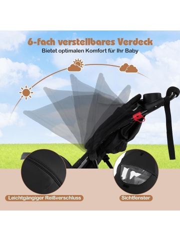 COSTWAY Dreirad Kinderwagen für Baby von 0-4 Jahren in Schwarz