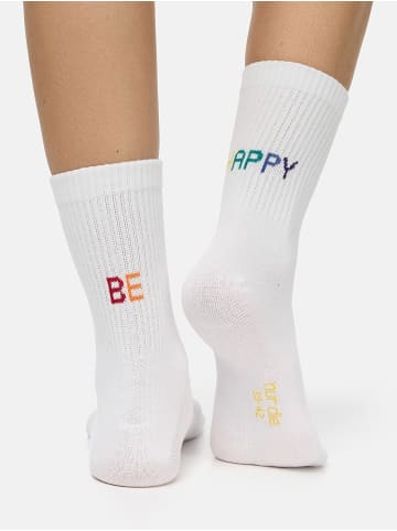 Nur Die  Freizeitsocken Good Vibes Motiv Statement Socken Tennissocken in Be Happy