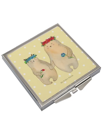 Mr. & Mrs. Panda Faltspiegel Bären mit Blumenkranz ohne Spruch in Gelb Pastell