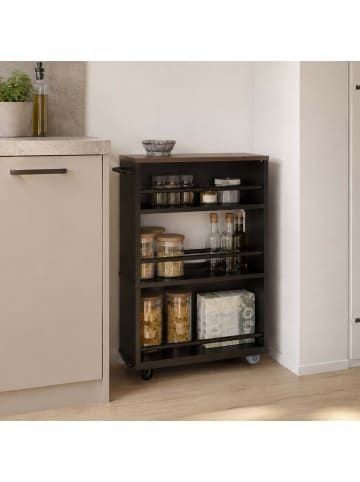 relaxdays Nischenwagen "Industrial" in Schwarz/ Braun - (B)15 x (H)80 x (T)45 cm