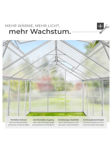 tectake Treibhaus aus Aluminium, UV-beständig, 185x375x195cm