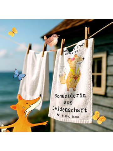 Mr. & Mrs. Panda Gästehandtuch Schneiderin Leidenschaft mit Spruch in Weiß