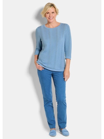 GOLDNER Sommerpullover mit Wellenstruktur in hellblau