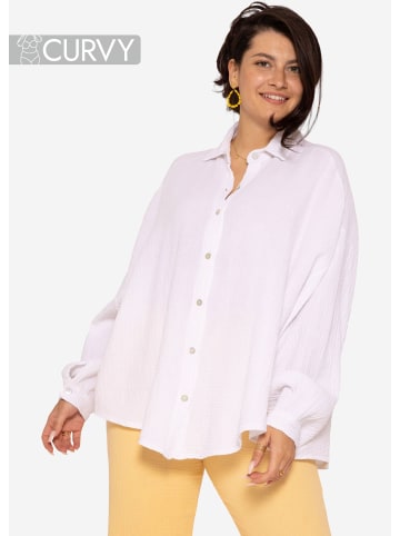 SASSYCLASSY Curvy Musselin Bluse oversize, kurz in Weiß