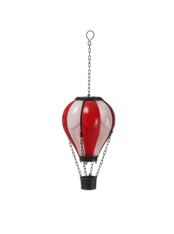 MARELIDA LED Solar Ballon Heißluftballon mit Flammeneffekt H: 25cm in rot, weiß