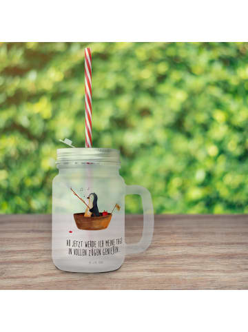 Mr. & Mrs. Panda Limonadenglas Pinguin Angelboot mit Spruch in Transparent