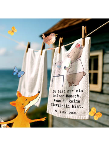 Mr. & Mrs. Panda Gästehandtücher Tierärztin Herz mit Spruch in Weiß