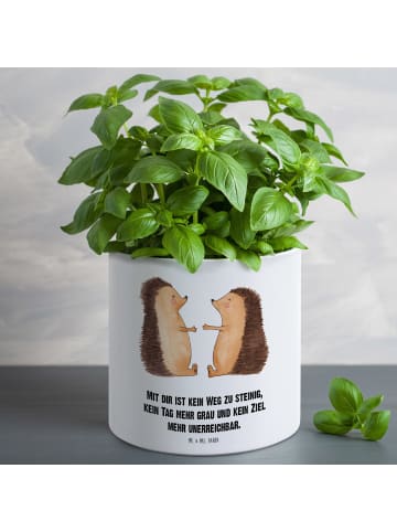 Mr. & Mrs. Panda Blumentopf Keramik Igel Liebe mit Spruch in Weiß