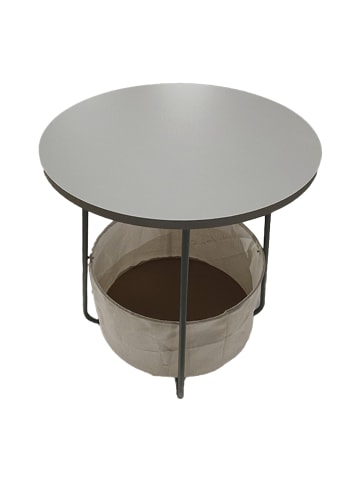 relaxdays Beistelltisch in Grau/ Cremeweiß - (H)50 x Ø5 cm