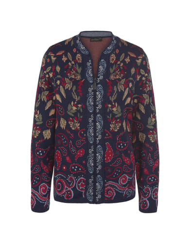 GOLDNER Feinstrick Jacquard-Cardigan, Print in dunkelblau / gemustert