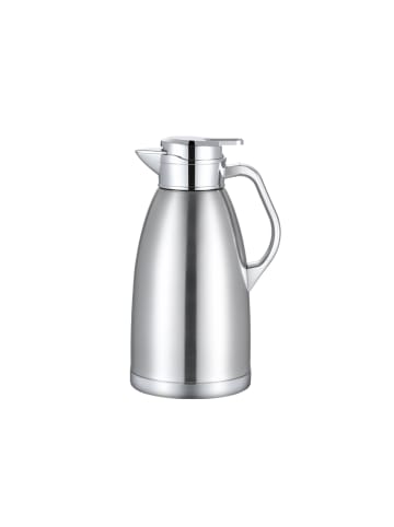 Cheffinger Thermoskanne 1,8L Isolierkanne Teekanne Thermosflasche Kaffeekanne in Silber