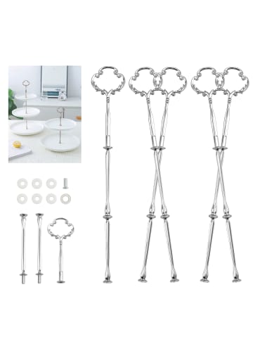 Home Nature Wohnkonzept Etageren Stangen 3-stöckig in Silber 5 Stück 347x127x120 mm