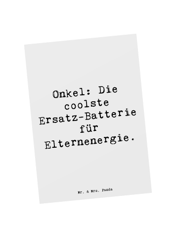 Mr. & Mrs. Panda Postkarte Onkel Energie mit Spruch in Weiß