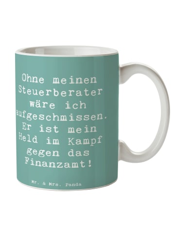 Mr. & Mrs. Panda Kaffeetasse Spruch Steuerberater Held mit Spruch in Meeresbrise