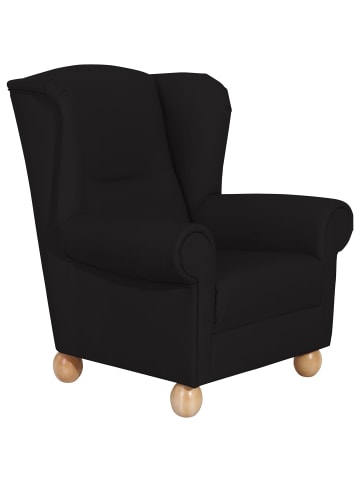 58 aufm Kessel OHRENBACKENSESSEL Kasha Bezug Kunstleder Buche natur / schwarz