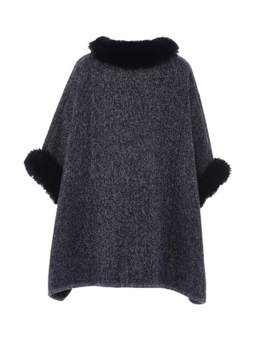 osha Damen Poncho in Schwarz Marine