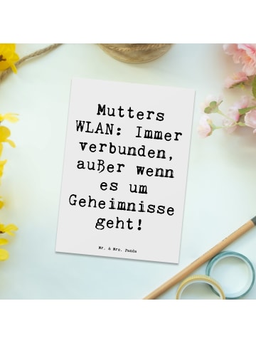 Mr. & Mrs. Panda Postkarte Mutters WLAN mit Spruch in Weiß