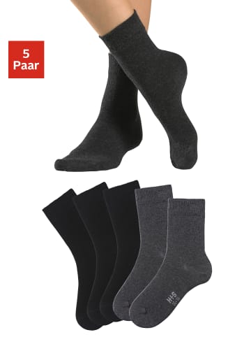H.I.S Basicsocken in 3x schwarz, 2x anthrazit meliert