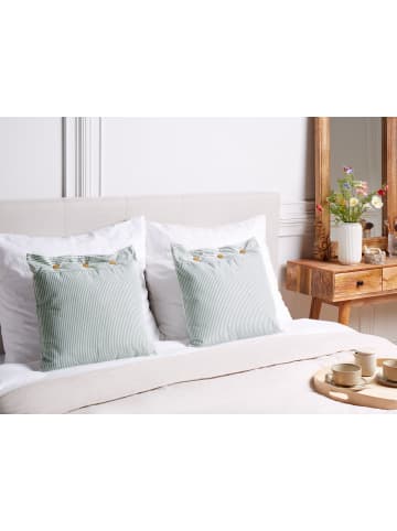 Beliani 2er-Set Dekokissen SEBRINE in Grün/Weiß/Braun