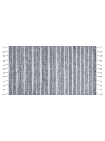 Beliani Geflochtener Teppich BADEMLI in Grau/Weiß - (W) 80 x (H) 1 x (L) 150 cm