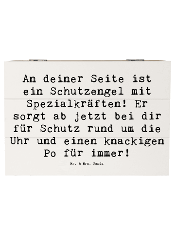 Mr. & Mrs. Panda Holzkiste Schutz Schutzengel mit Spruch in Weiß