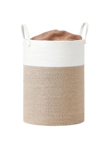 SONGMICS Wäschekorb Stowit in Weiß-Graubraun - (B)40 x (H)60 x (T)40 cm